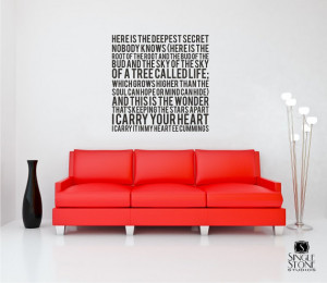 Wall Decal Quote Text ee cummings I Carry Your Heart - Vinyl Subway ...