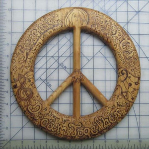 OOAK John Lennon Peace Quotes-Wood Burned Peace Sign-Song Lyrics