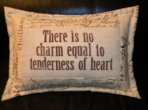 ... Tenderness of Heart quote pillow 14 x 20 Janeite Emma Sense and