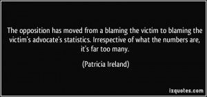 opposition has moved from a blaming the victim to blaming the victim ...