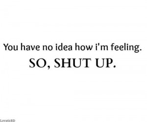 You have no idea how I'm feeling. So, shut up.