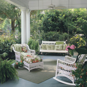 In addition to your porch swing, you can add some supplemental chairs ...