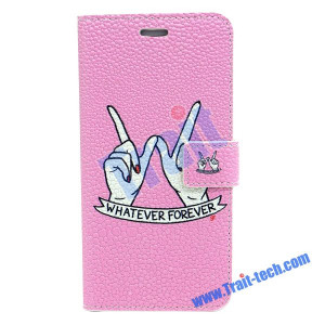 ... Stand TPU+ PU Leather Case for iPhone 6 Plus - Whatever Forever Quote