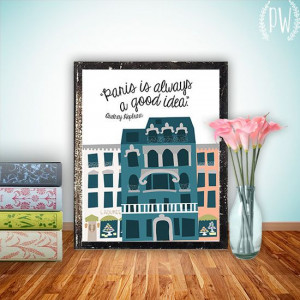 Audrey Hepburn Quote Print, Printable art wall decor girl's room ...