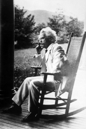 Mark Twain (aka Samuel L. Clemens) (1835-1910) at his home in Hannibal ...