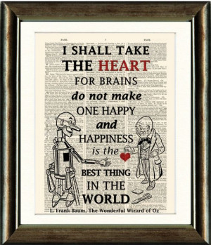 Wizard of Oz Tin Man Heart Quote 2-vintage book page print image on a ...