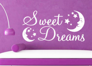 cartoon Sweet Dreams Moon smile face stars girls baby nursery Mural ...
