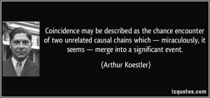 Coincidence may be described as the chance encounter of two unrelated ...
