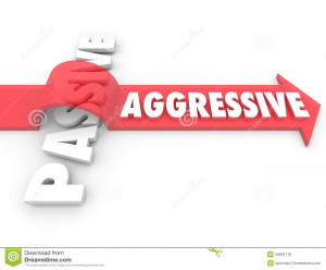 An arrow with the word Aggressive jumps over the term Passive to ...