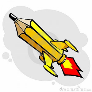 Stock Photos: Flying cartoon yellow rocket
