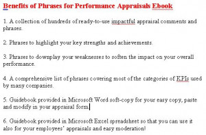 Phrases For Self Performance Appraisals