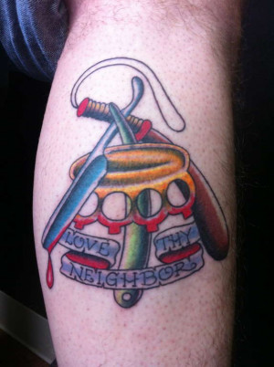 color-straight-razor-love-thy-neighbor-sayings-brass-knuckles