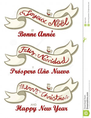 English French Spanish merry christmas and happy new year winter ...