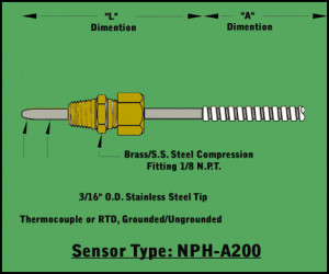 Compression Fitting Thermocouple Straight Run Thermocouple