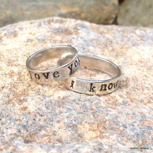 ... Sterling Silver Star Wars Quote Rings Valentine/Wedding Band Set