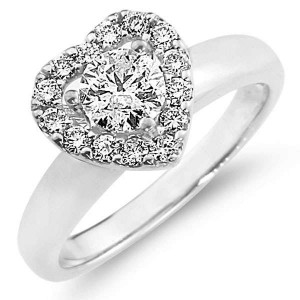14K Round Diamond Heart Promise Ring 0.75 ctw