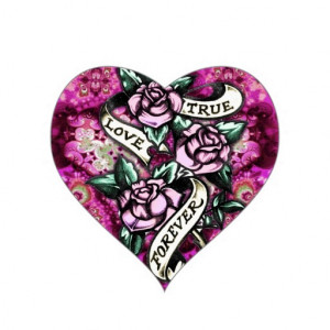 true_love_forever_rockabilly_roses_pattern_sticker ...