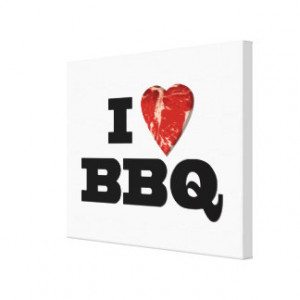 Heart BBQ, Funny Beef Steak Grill Gallery Wrapped Canvas