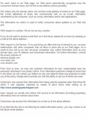 Wedding Speech Digest │ Privacy Policy Statement