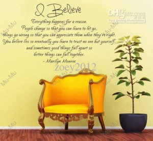 Marilyn Monroe Quote - I Believe Vinyl Wall Decal 23 Inch (Black ...