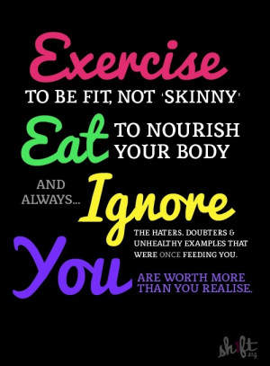Exercise to be Fit not Skinny!