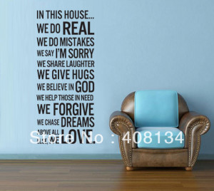 1pcs vinyle quote wall stickers,house rules we do real HOME Sticker ...