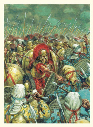 Battle of Thermopylae - art by Giuseppi Rava: Battlefield, Ancient ...