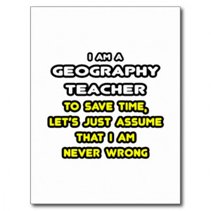 Funny Geography Teacher T-Shirts and Gifts Postcard