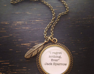jack sparrow pirates of the caribbean quote necklace with feather ...