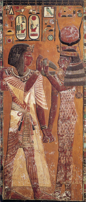 Pharaoh Seti I and the goddess Hathor (19th Dynasty: 1200s BC) painted ...