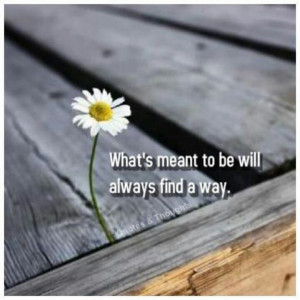 What's meant to be will always find a way. :)