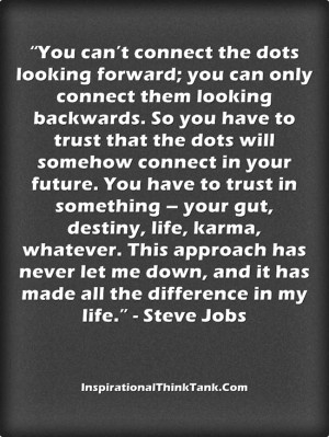 You can’t connect the dots looking forward; you can only connect ...
