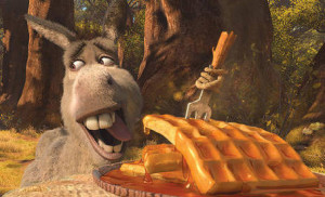 Donkey from Shrek, waffles