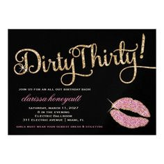 dirty thirty birthday party sparkle custom invites more glitzy dirty ...