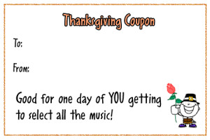 Thanksgiving Love Coupons for my Son or Daughter