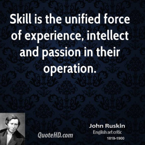 Skill is the unified force of experience, intellect and passion in ...