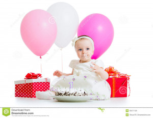 Child Eating Birthday Cake