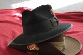 Black Fedora & Aussie Military wool felt hats, both size 7½