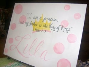 Princess Baby Girl Bible Verse Canvas Sign by dreamcustomartwork