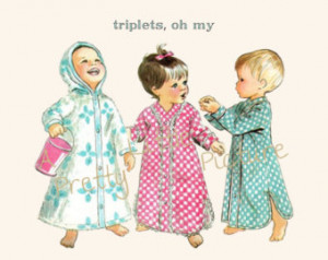 Beautiful Vintage Children Triplets Girls Boys Print Room Decor Mixed ...