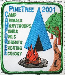 girl scout patch pine tree 2001 camporee camp animals troops ponds