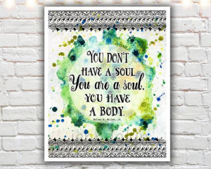 You Are A Soul - PAPER PRINT, inspirational quote, mixed media ...