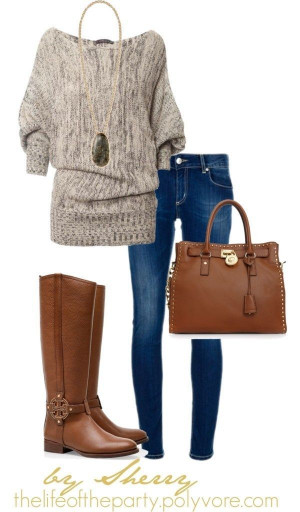 What: Matching boot and purse, blue skinny jean and a comfortable ...