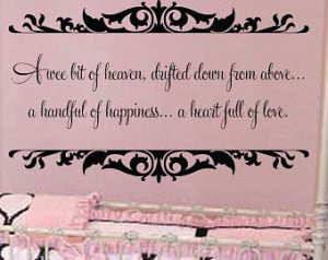 Baby Nursery Wall Quote - A Wee Bit of Heaven Vinyl Wall Decal With ...