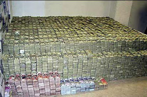 Money recovered from a Mexican drug cartel