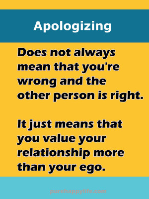 Love Quote: Apologizing does not always mean that you’re..