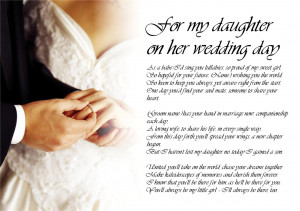 ... Poem Poetry for Bride Daughter from Parents Wedding Day LAMINATED