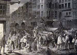 Newspaper being packed for delivery, Paris 1848