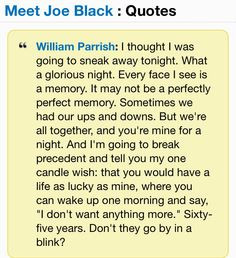 meet joe black quote more parties quotes meet joe black quotes film ...