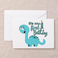Dinosaur First Birthday Greeting Card for